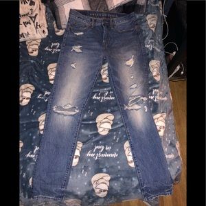American Eagle Size 30/32 Dad Fit With Knee Rips